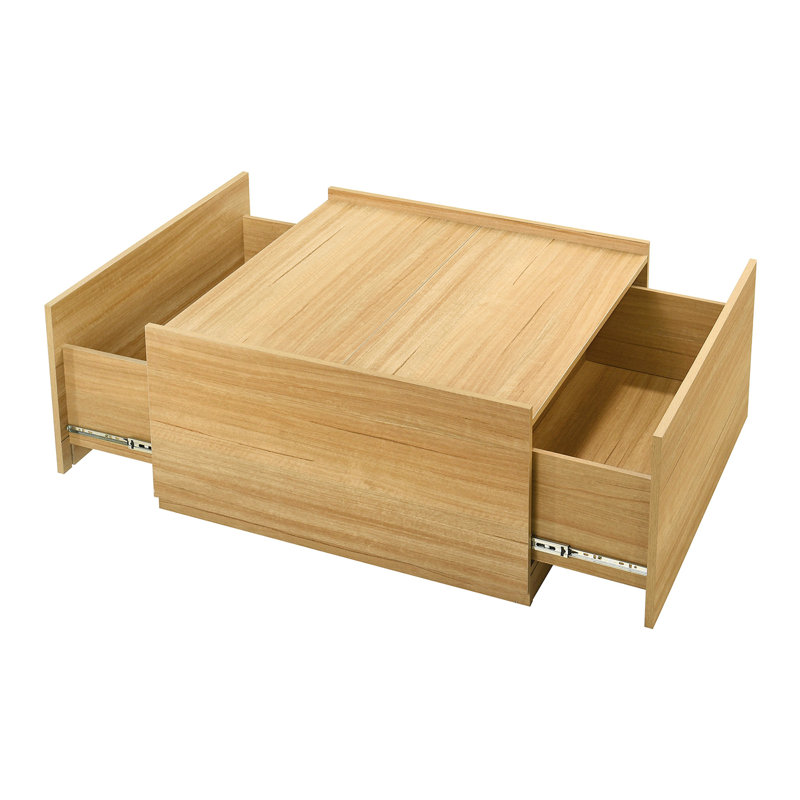Table basse 1 pièce au fini naturel avec rangement double face, style transitionnel, mobilier de salon