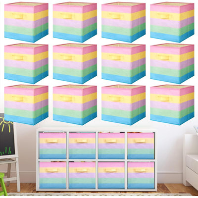 12 square storage boxes Rainbow Rainbow, colored storage box, 10.5 ''x10.5' 'x11' ', used for amusement room decoration, colored storage box