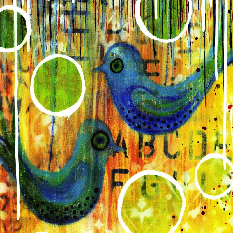 Oiseaux, H 12 po x l 12 po, Non, Toile tendue