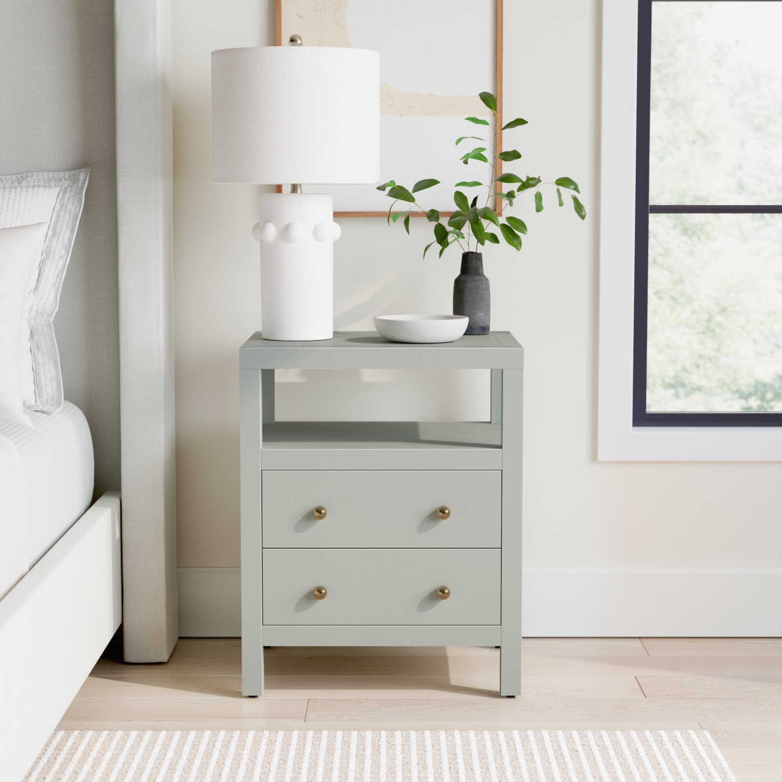 Celine 21" 2-Drawer Nightstand, Sage Green