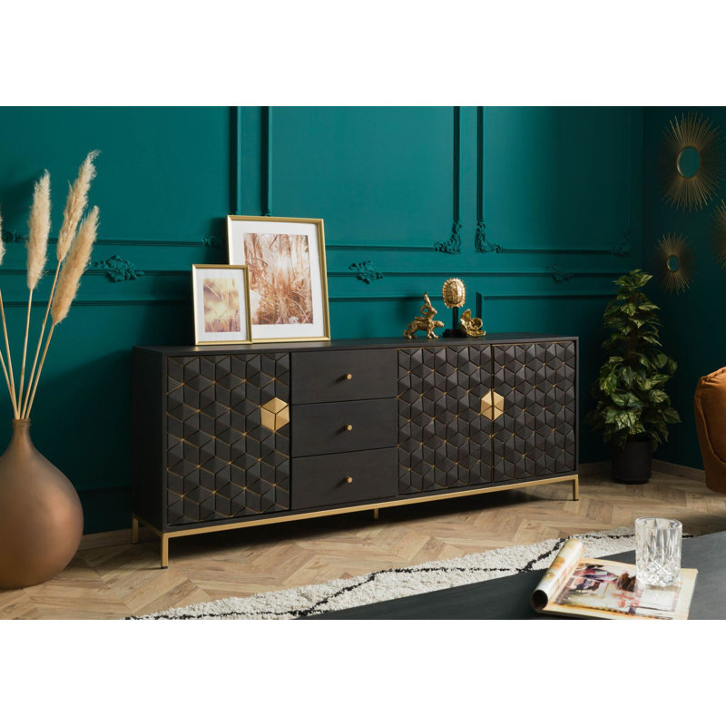 DIAMOND 194cm Solid Wood Sideboard, Grey/Brown/Blue