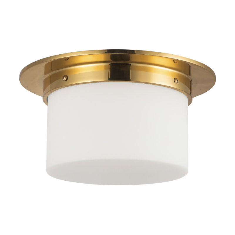 Mineral 11-in Brass Flush Mount, Brass, Opal Glass