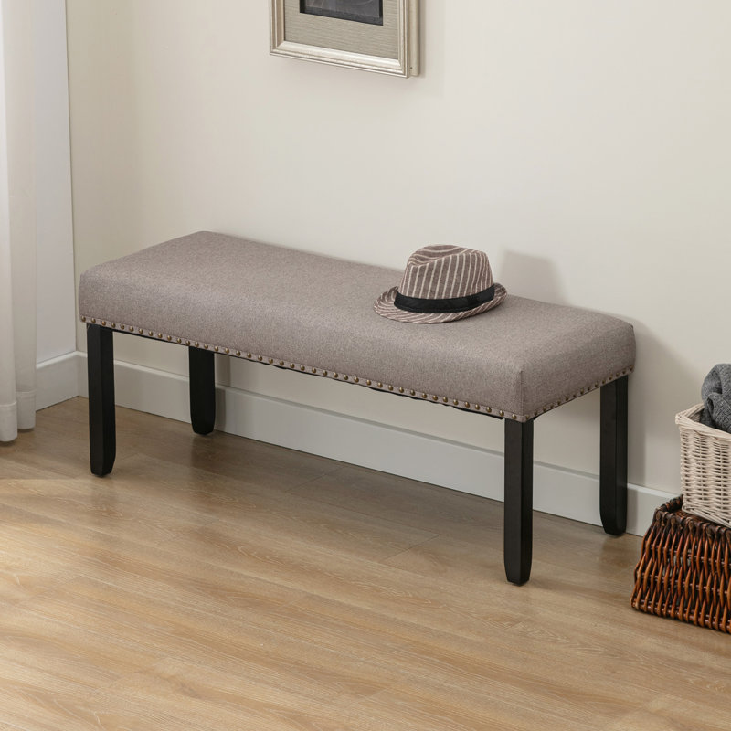 Syne Linen Upholstered Bench, Khaki