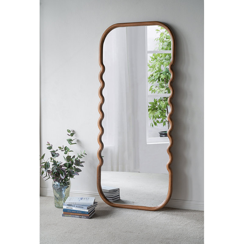 Miroir surdimensionné en bois 31,4 x 1,4 x 74 po avec cadre brun unique