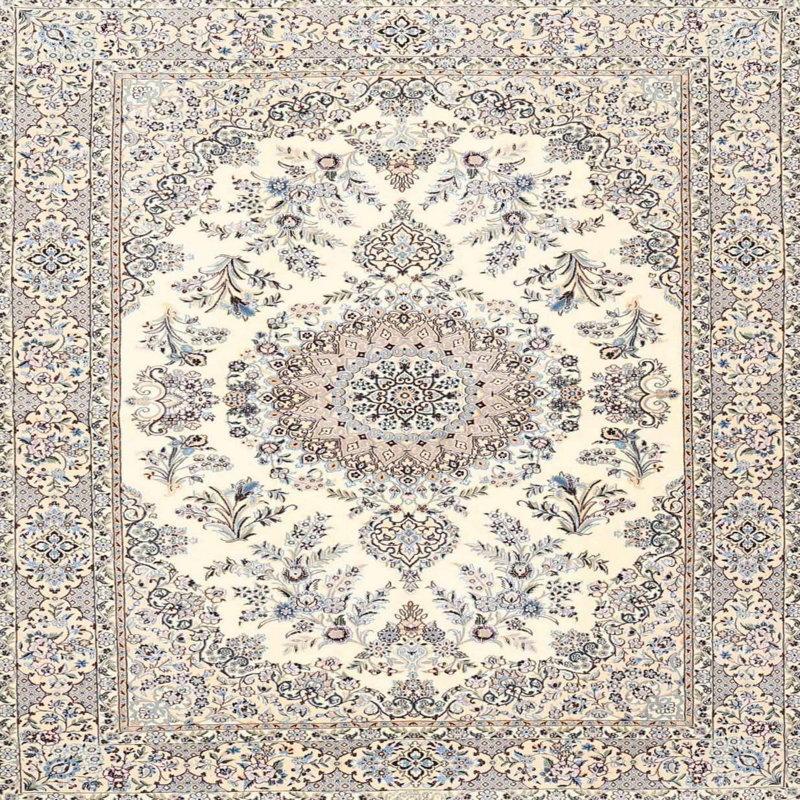 Tapis traditionnel crème / noir / mauve Gobin, Rond 8 pi