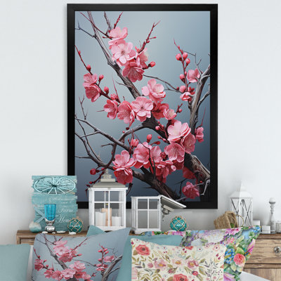 Fleurs de cerisier rose fin de l'hiver II - art mural cerisier en fleurs