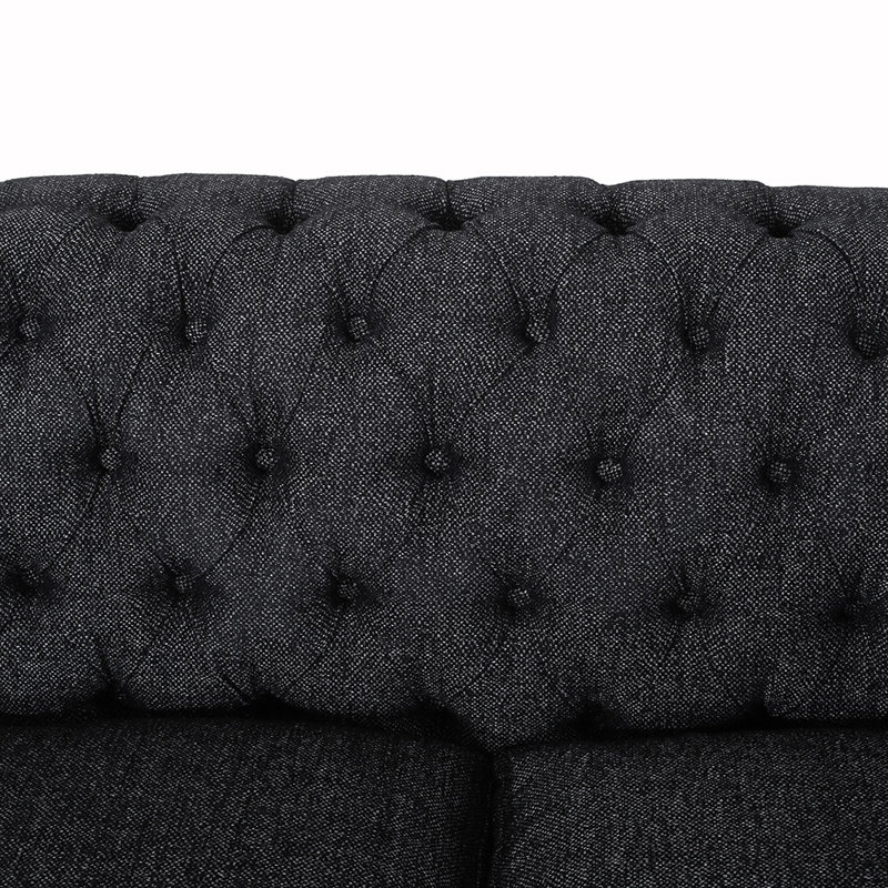 Canapé Chesterfield 84,5 po, Tissu noir