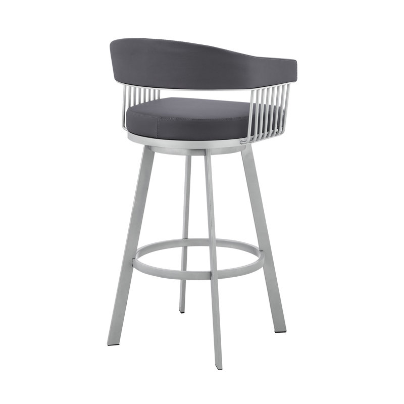 Tabouret de bar pivotant en similicuir Mod, Tabouret de bar (siège d'une hauteur de 29 po), Siège gris / cadre argenté