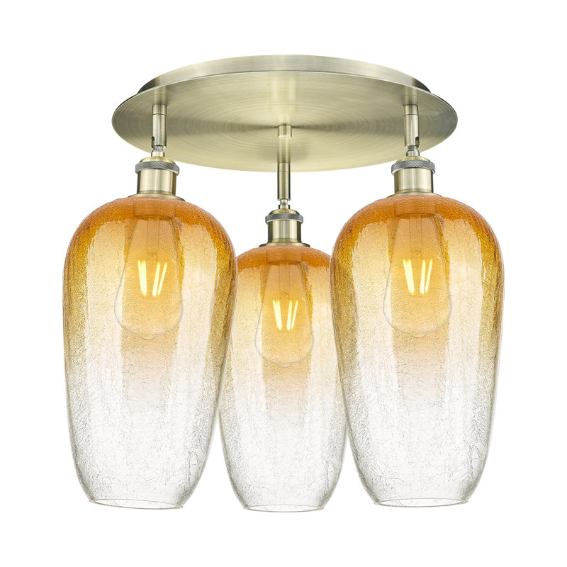 Plafonnier encastré 3 lumières Ballston - Brookhaven, Ambre, Laiton antique