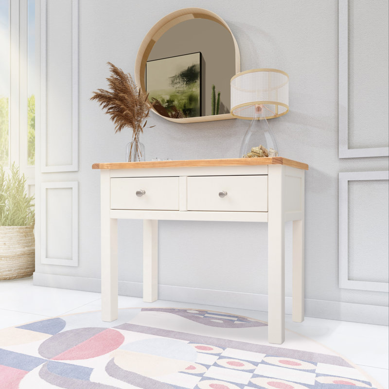 Rosewood 100cm Console Table, Off-White/Chrome