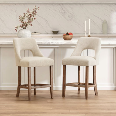 Bar Stools Set of 2, Upholstered Counter Height Bar Stools
