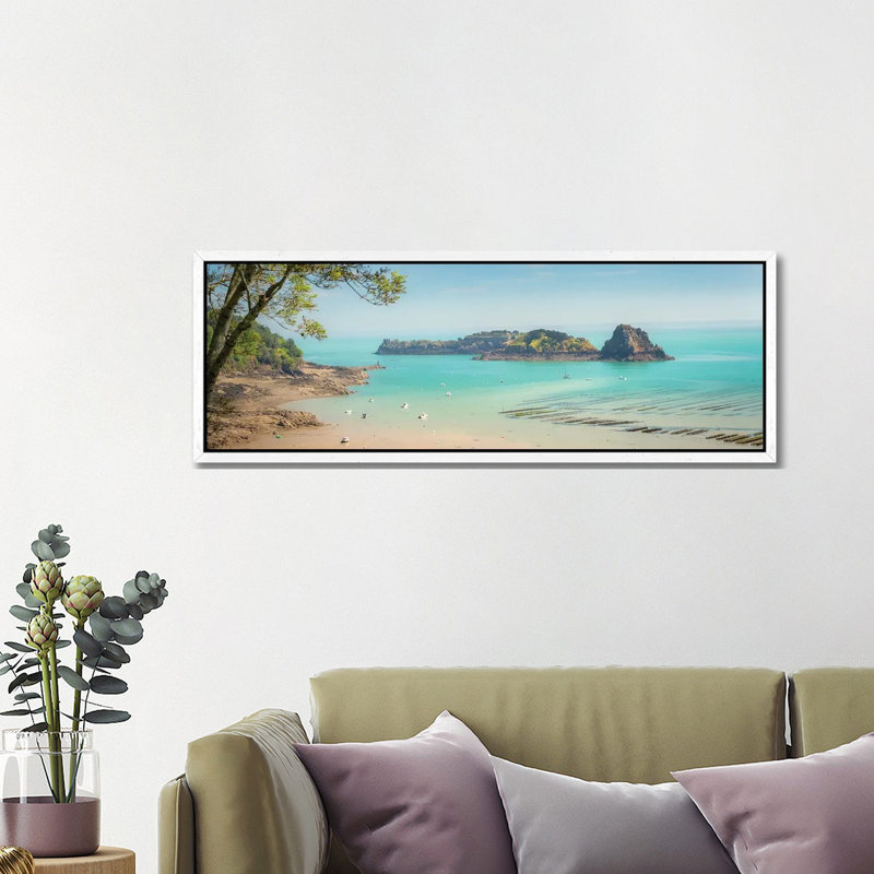 Portsall In Brittany, Panoramic by Philippe Manguin - Panoramic Gallery-Wrapped Canvas Giclée on Canvas, White Framed