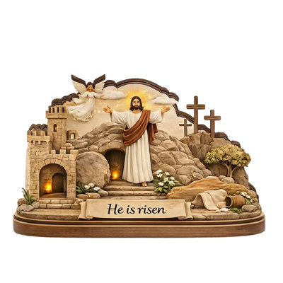 Easter Decorations He Is Risen Easter Decor Empty Tomb Resurrection Scene and Decoration Set for Tray  Nativity Tray  Shelf Decor