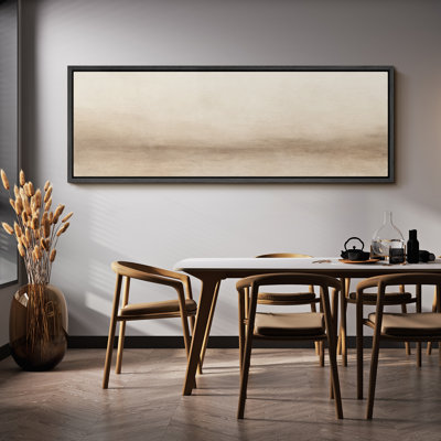 Large Framed Canvas Print Wall Art - Beige Abstract Landscape Print for Modern Neutral Home Decor