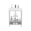 Meuble-lavabo avec quatre tiroirs et deux tablettes ouvertes, blanc