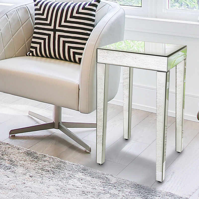 Divya Mirrored Glass Top End Table