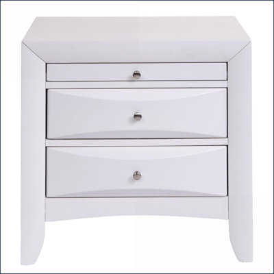 White 2-Drawer Nightstand with Top Tray – Bedroom Storage
