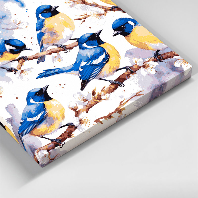 «Birds Blue Tit», art mural sur toile beige, H 8 po x l 10 po