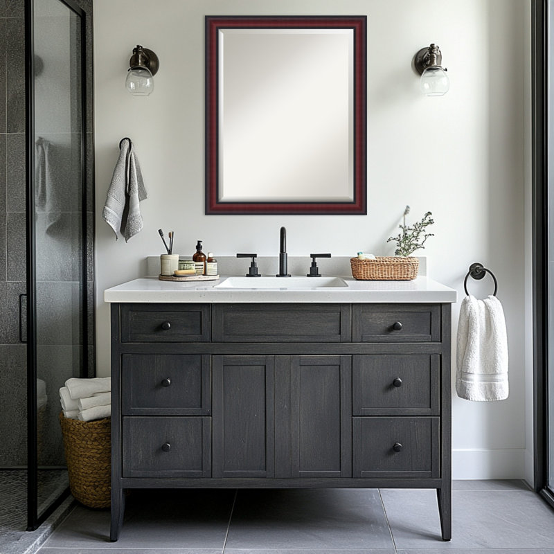 Miroir mural de salle de bain Dalat, 25,75 po x 31,75 po, Cerisier