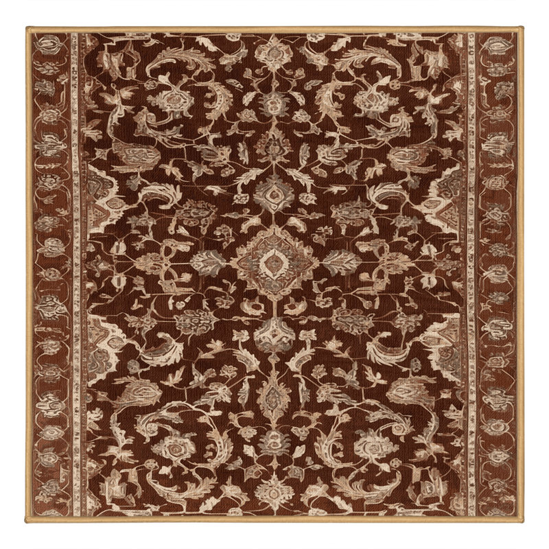Tapis brun lavable à la machine, Carré 7 pi