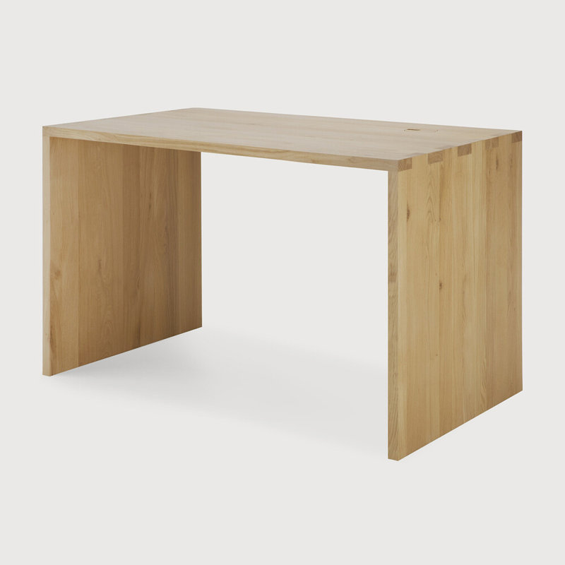 U Solid Wood Writing Desk, Oak, 30" H x 63" W x 31.5" D