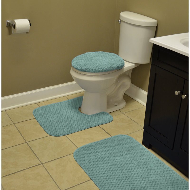 Ensemble de tapis de bain en nylon 3 pièces avec envers antidérapant Juliahna, Écume de mer