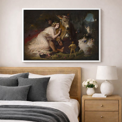 Romantic Mythology Unicorn Scene Artwork, Living Room Pictures, Framed Canvas Giclee Print Wall Art