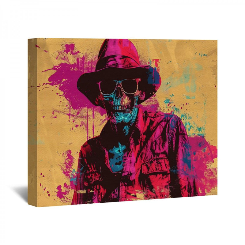 Squelette sur toile, H 11 po x l 14 po x P 3 po
