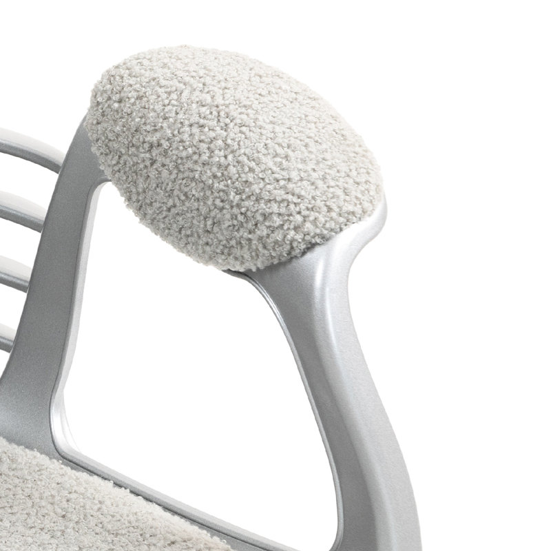 Chaise de bureau grise en polaire grise pour bureau, hauteur de siège réglable de 19,25 po à 22,75 po, pivotant à 360 °, avec chaise lombaire en relief