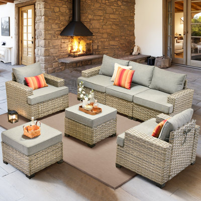
Burcin Outdoor Furniture 7 Pieces Set With Ottoman