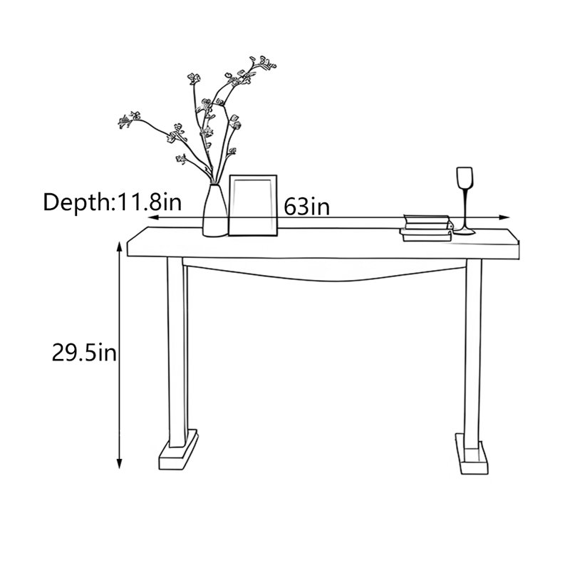 Solid Pine Wood Console Table, 29.5" H x 63" W x 11.8" D