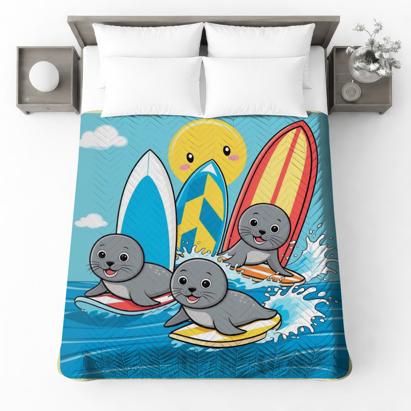 Couvre-lit matelassé Sails Surfing Illustration toutes tailles, Grand lit