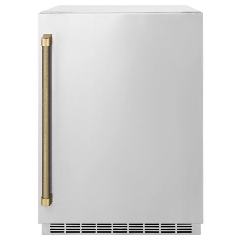 ZLINE Autograph 24 in. Touchstone Beverage Fridge with Stainless Steel Door and Bronze Helix Handle, Champagne Bronze