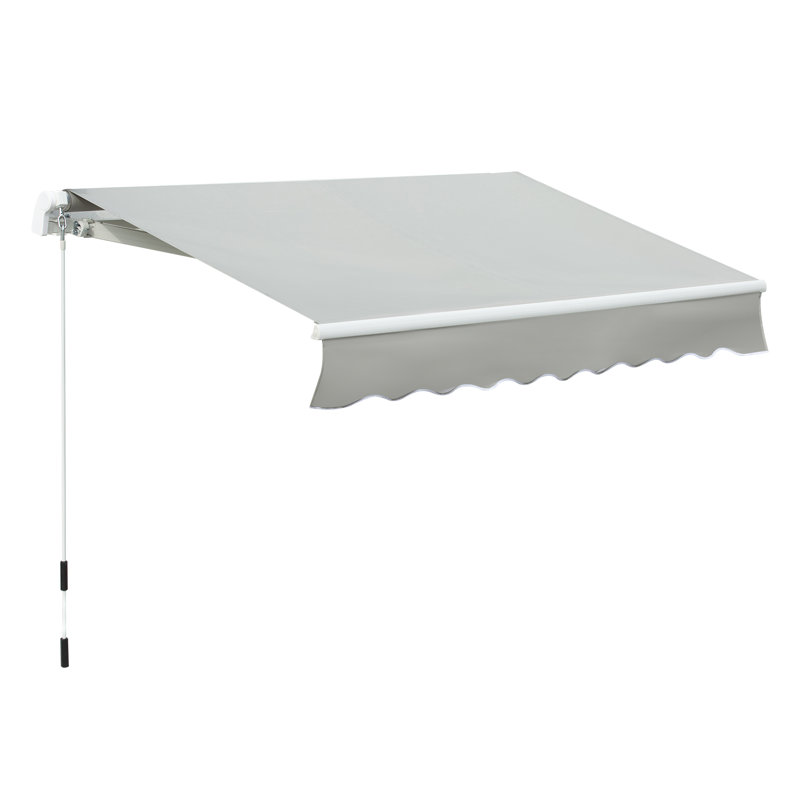 8' X 7' Retractable Sunshade Awning For The Patio With Easy Crank Design & Hardware Included, Gray, Gray