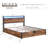 Lift-Up Storage Bed Frame, Size Bed Frame With Bookcase Headboard  LED Lights, Wooden Platform Bed Frame With Charging Station, No Spring Box Needed, Rustic Brown-92133806
