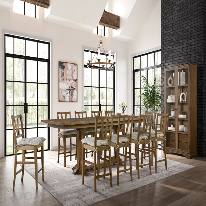 Counter Height Trestle Table - Almond