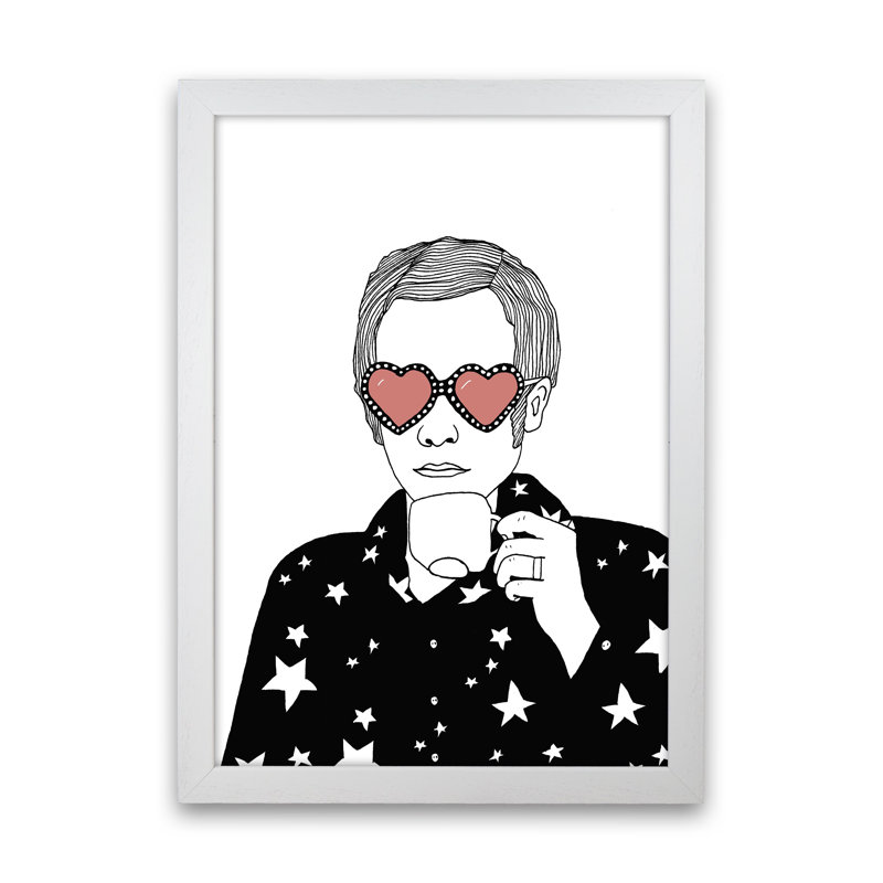 Elton John by Carissa Tanton - Print, 34cm H x 25cm W x 3cm D, White Framed