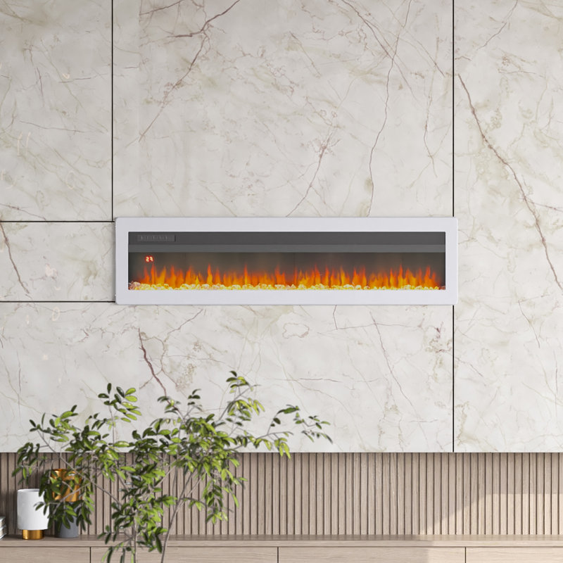 Wyndham Electric Inset Fire, White, 32.7cm H x 127cm W x 14.6cm D