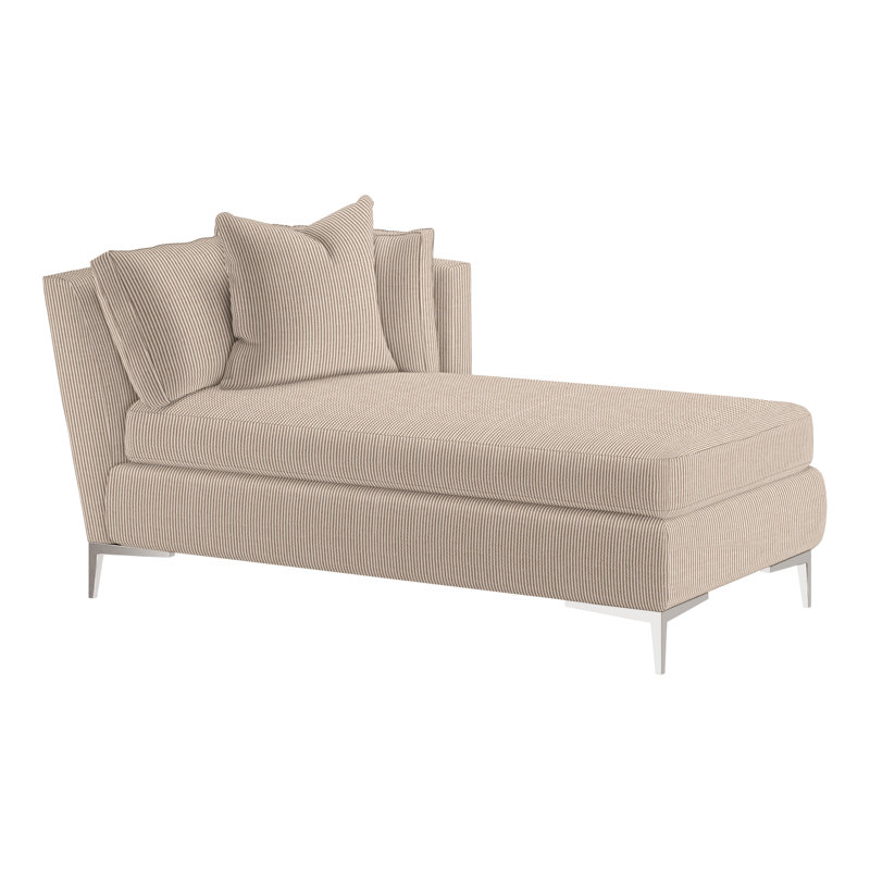 Aiden Chaise Lounge, Right Hand Facing, Polished Stainless, Perigold Youngman Ebony