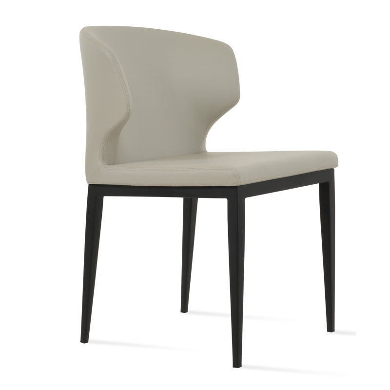Chaise d'appoint Amed Mw, Cuirette gris pâle, Noir