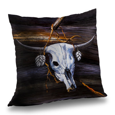 Hanged Skull on Wood Wall - Rustic Animals – Throw Pillow Cover Only, Double-Sided Print, Insert Not Included
