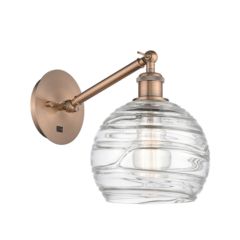 Applique murale 1 lumière 8 po Shauna Deco Swirl, Ampoule non incluse, Cuivre antique