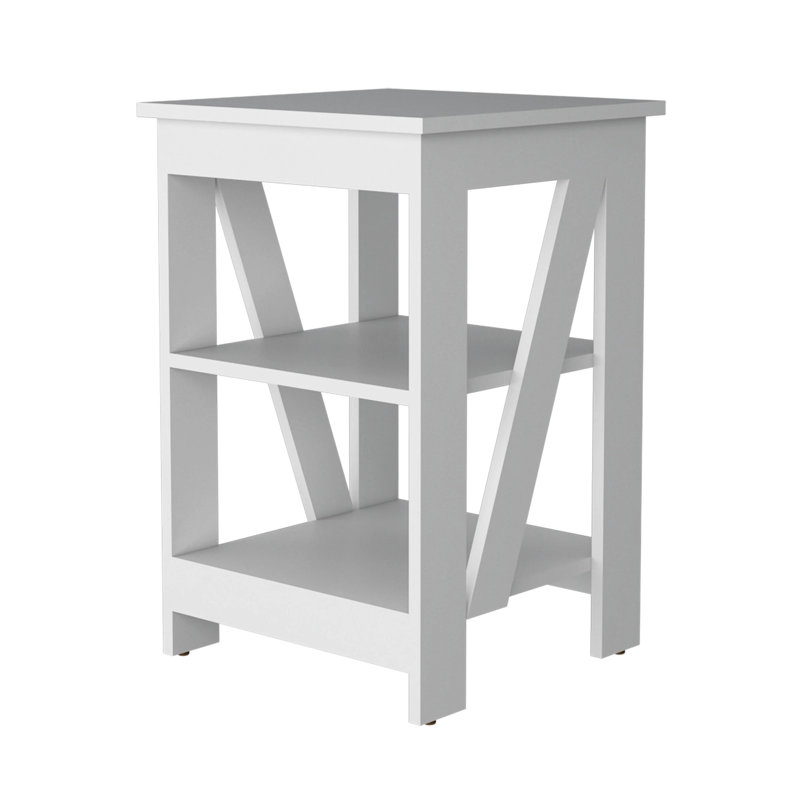 Table avec 2 tablettes, Blanc
