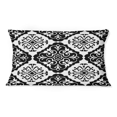 Motif damassé classique noir et blanc III - coussin lombaire moderne