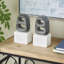 Cole And Grey Marble Cutout Oval Geometric Bookends With White Block Base