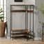 Ansby Industrial L-Shaped Hall Tree Coat Rack Stand With Shoe Storage Shelves