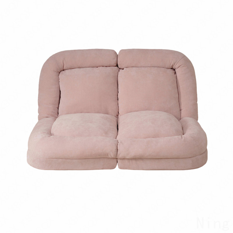 Canapé-lit convertible simple pliable, rose, la partie gauche du produit complet., Tissu rose