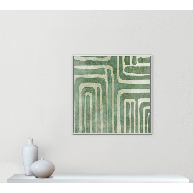 «Whimsical Green I Print» par Emma Peal, H 37,5 po x l 37,5 po x P 2 po, Cadre flottant blanc