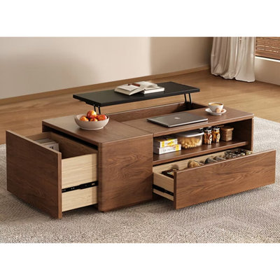 Élégant ensemble de salon en noyer avec table basse et console télé assortie