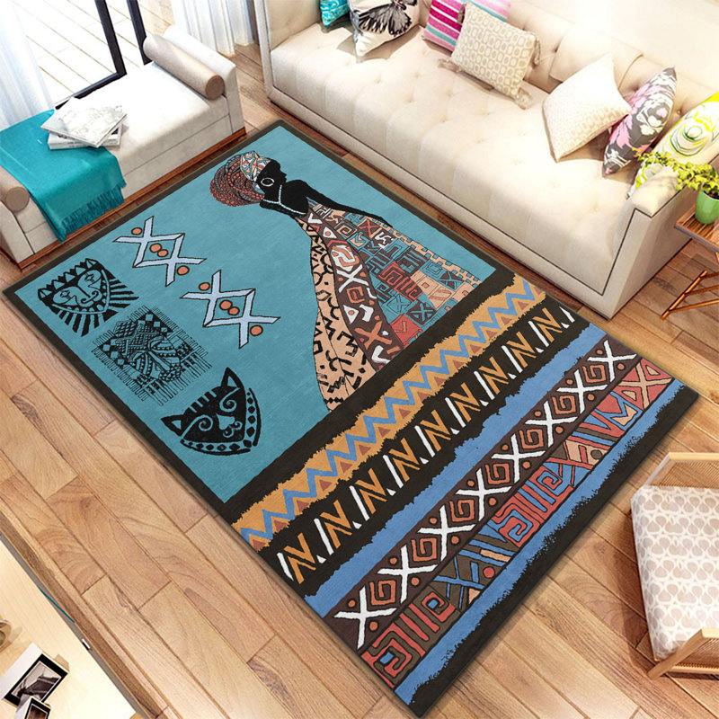 Stylish Woven Area Rug, 5.2 x 7.5 Feet, 100% Polyester with Non-Slip Felt Dot Underside | Pile Height: 0.4 inches, Total Thickness: 0.4 inches | Machine Washable, Digital Printed, Perfect for Living Room & Bedroom Decor